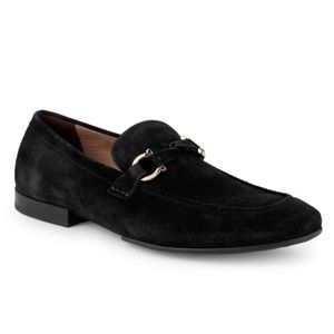 Salvatore Ferragamo Mens Black Barry Suede Loafer